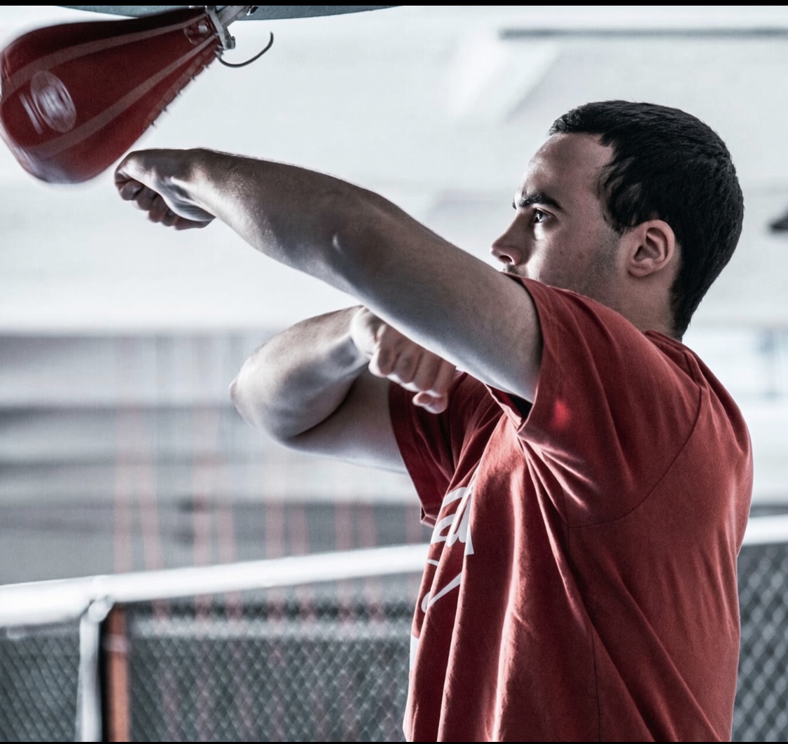 Fighter working on the speed bag